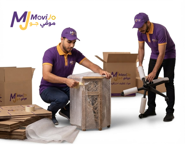 تغليف وتعزيل احترافي — صناديق كرتون وفوم وشريط لاصق